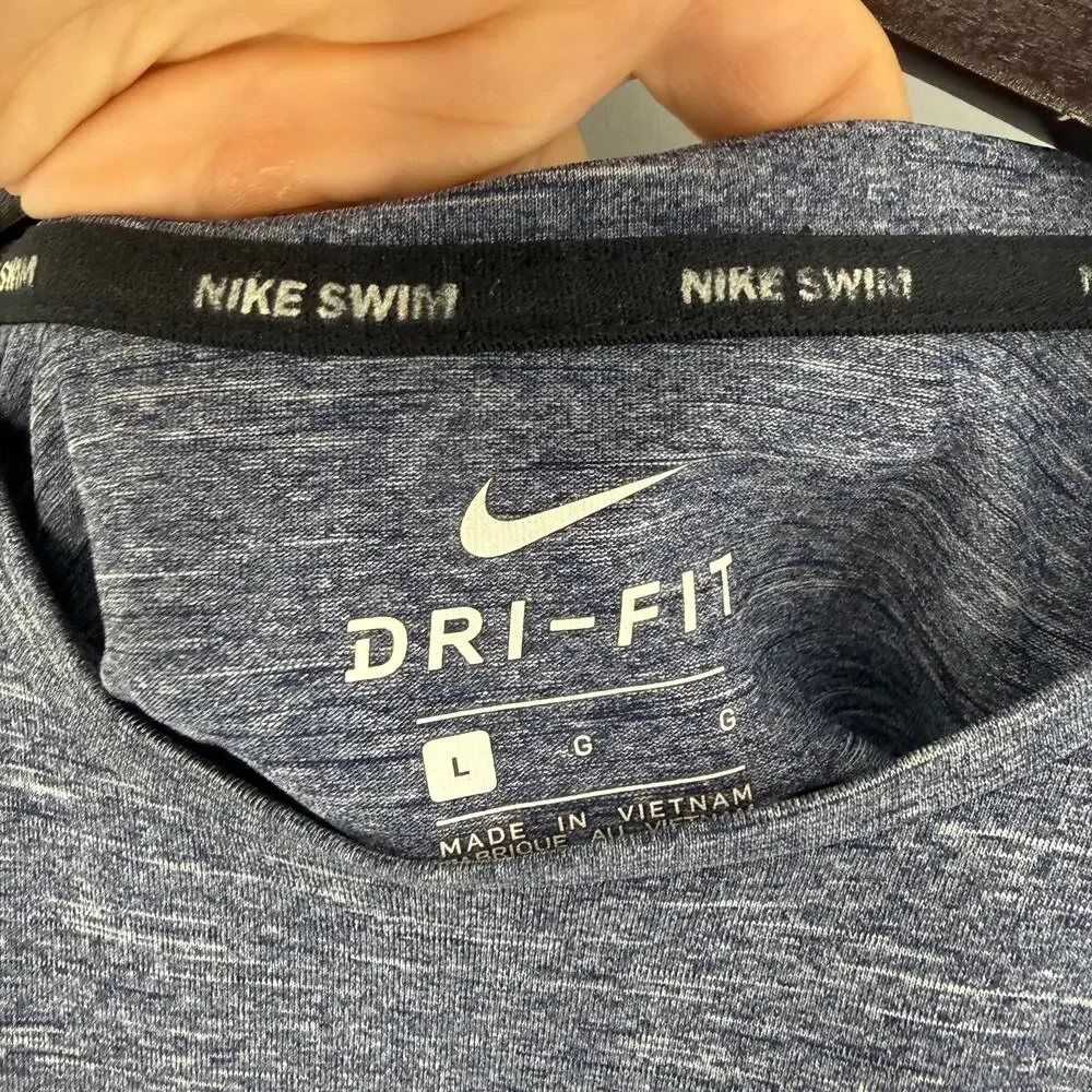 Nike Swim Dri-FIT Rash Guard Mens L Gray Long Sleeve UPF 40+